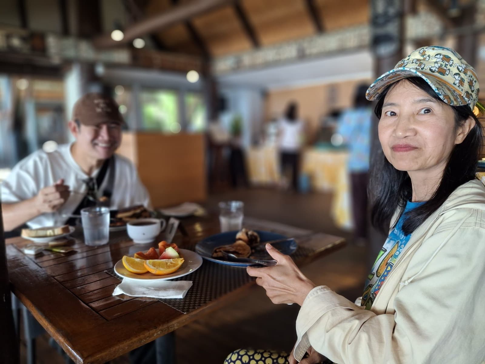 Two guests at a table in the resort restaurant