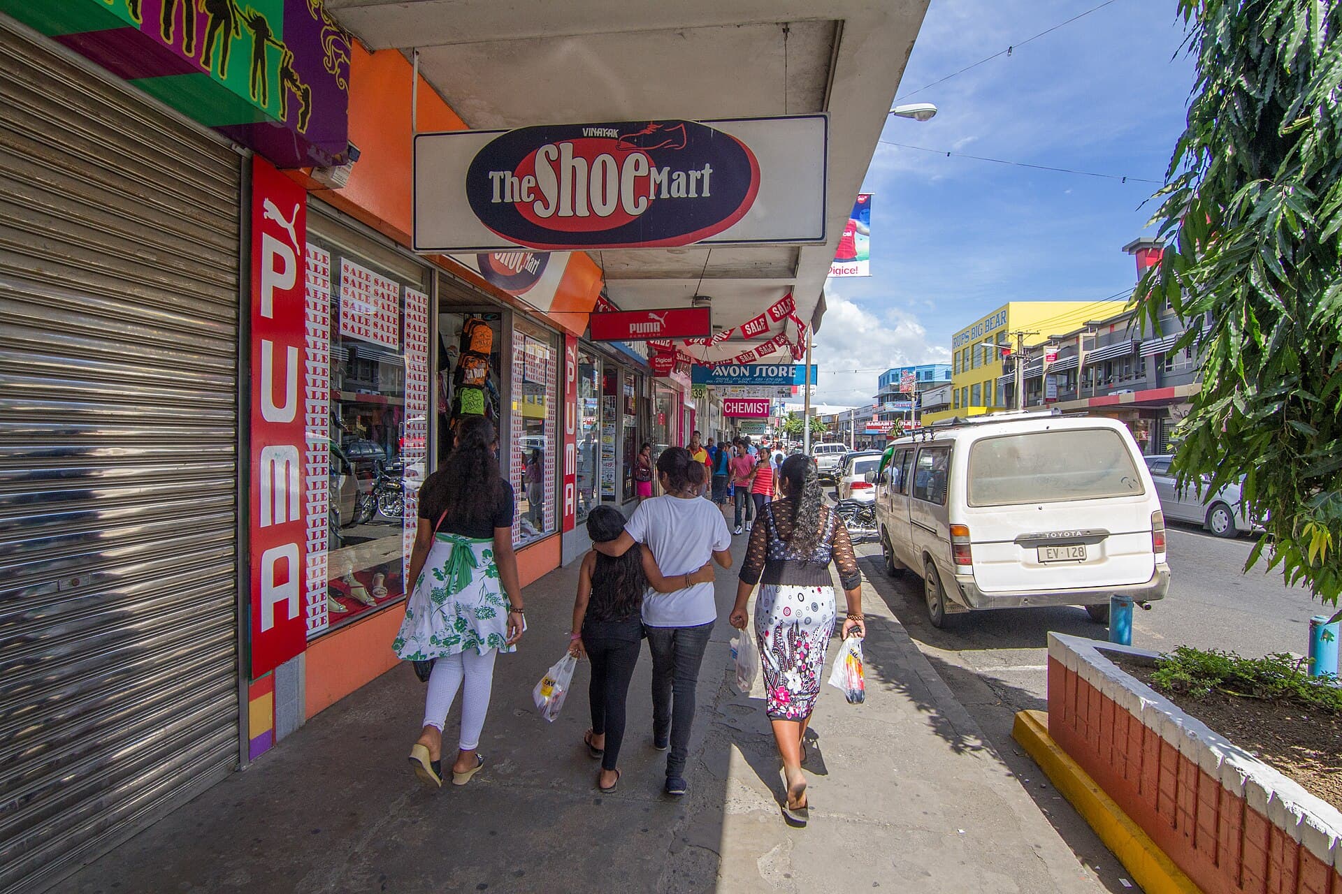 Shoppers on the main street of Nadi Town